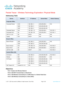 13.5.2 Packet Tracer - Wireless Technology Exploration - Physical Mode