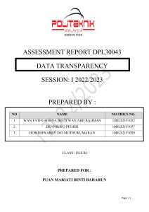 REPORT DPL30043 OF SUPPLY CHAIN MANAGEMENT