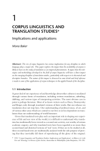 Corpus Linguistics and translation Studies