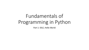 Fundamentals of Programming in Python 