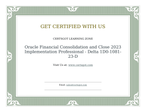 Oracle Financial Consolidation and Close 2023 Implementation Professional - Delta 1D0-1081-23-D