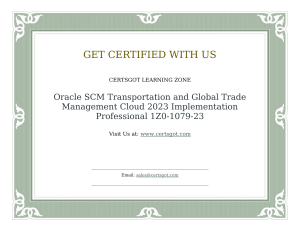 Oracle SCM Transportation and Global Trade Management Cloud 2023 Implementation Professional 1Z0-1079-23