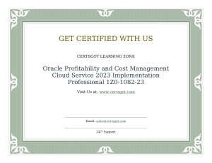 Oracle Profitability and Cost Management Cloud Service 2023 Implementation Professional 1Z0-1082-23