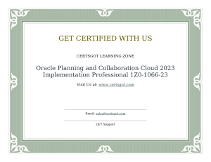 Oracle Planning and Collaboration Cloud 2023 Implementation Professional 1Z0-1066-23