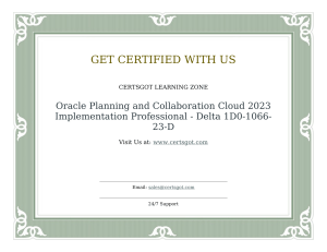 Oracle Planning and Collaboration Cloud 2023 Implementation Professional - Delta 1D0-1066-23-D