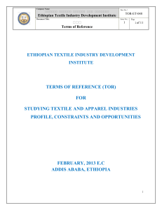 TOR for Studying Textile and Apparel Industries Profile, Constraints and Opportunities - 09 Feb 21