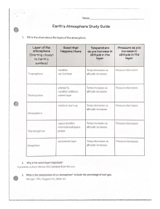 Earth's atmosphere Study Guide
