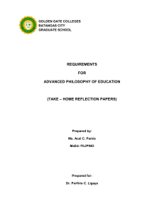 PAMIS, ACEL- TAKE HOME REFLECTION PAPERS