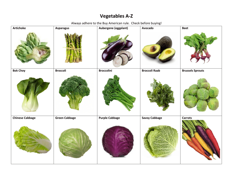 Vegetables A Z A Comprehensive List