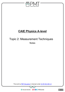Notes - Topic 2 Measurement Techniques - CAIE Physics A-level