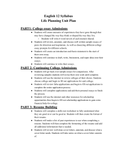 English 12 Life Planning Unit Plan
