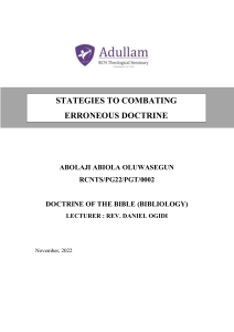 Abolaji Abiola - Church Doctrine