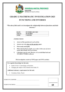Grade 12 Investigation 2023 - INVERSE FUNCTIONS-1