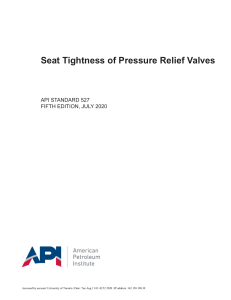 API 527-2020 Seat Tightness of PRV