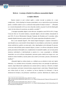 4. Avantaje şi limitări în utilizarea manualului digital ca mijloc didactic;