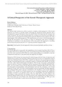 A Critical Perspective of the Gestalt Therapeutic 