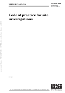BS 5930 (1999) - Code of practice for site investigations
