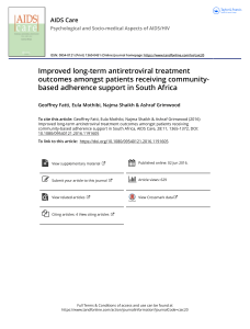 Improved long term antiretroviral treatment outcomes amongst patients receiving community based adherence support in South Africa