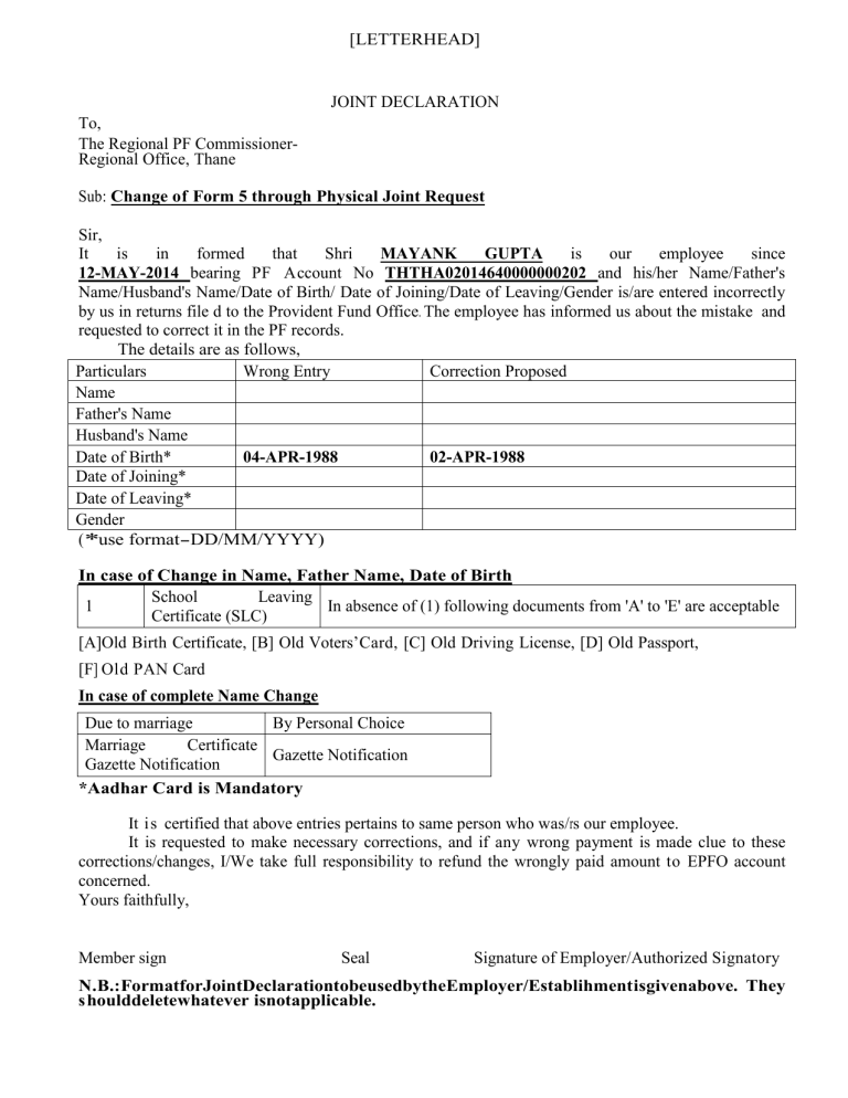 Pf Joint Declaration Form Word Download 2024 Karin Madelena