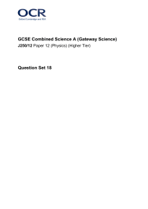 GCSE Combined Science A (Gateway Science) J250 J250-12 QS18