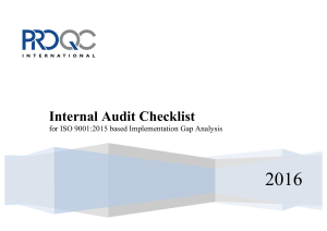 ISO 9001 2015 Quality Management System Audit Checklist