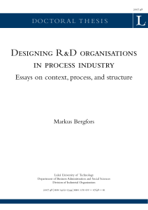 2007 - Designing R&D organizations in process industry