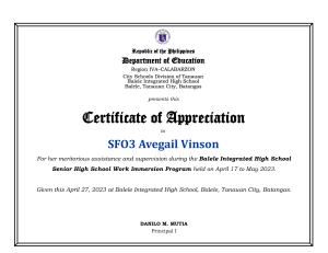 Certificate of Recognition template