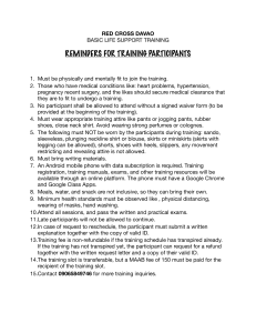 REMINDERS FOR TRAINING PARTICIPANTS