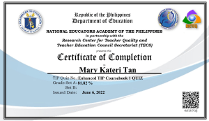 Enhanced TIP  Certificate of Completion CB 1