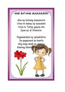 Ang Batang Masunurin: Poem on Obedience