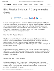 Bsc Physics Syllabus