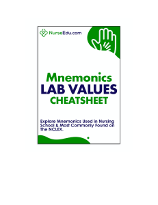 Lab Value Mnemonics ---