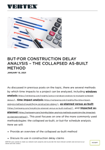 But-For Construction Delay Analysis – The Collapsed As-Built Method   VERTEX