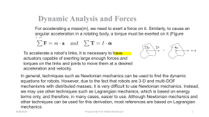 chapter 7, dynamics of robots