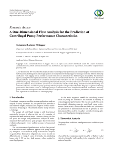 Centrifugal Pump Performance Analysis: One-Dimensional Flow Model