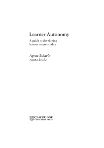 Learner autonomy A guide to developing l