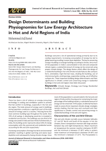 Design Determinants and Building Physiognomies for Low Energy Architecture in Hot and Arid Regions of India