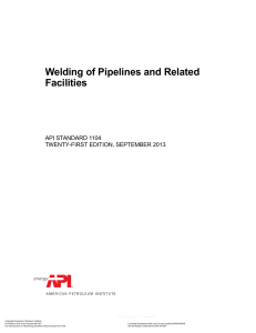 API STD 1104-2013 Welding of Pipelines and Related Facilities