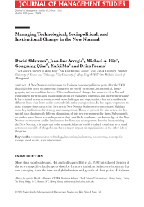 J Management Studies - 2020 - Ahlstrom - Managing Technological  Sociopolitical  and Institutional Change in the New Normal