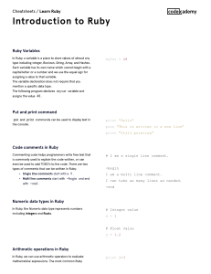 Ruby Cheat Sheet