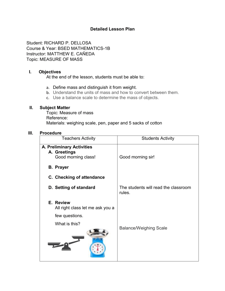 4As Lesson Plan