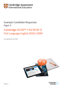 Cambridge IGCSE English first language paper 2 sample responses