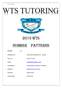 2019 WTS NUMBER PATTERNS