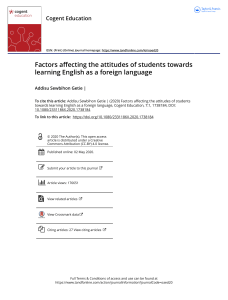 Factors affecting the attitudes of students towards learning English as a foreign language