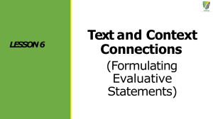 06. Text and Context Connections (Formulating Evaluative Statements)