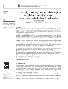 Diversity management strategies IJCHM 2011