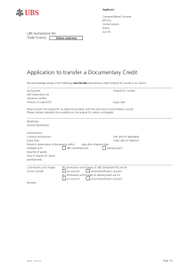 Application to transfer Documentary Credit
