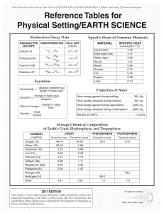 Earth science reference tables