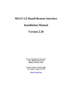 MSAT G2 HandiRemote InterfaceInstallation ManualVersion 2.2