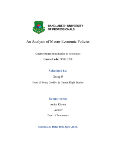 An Analysis of Macro-Economic Policies